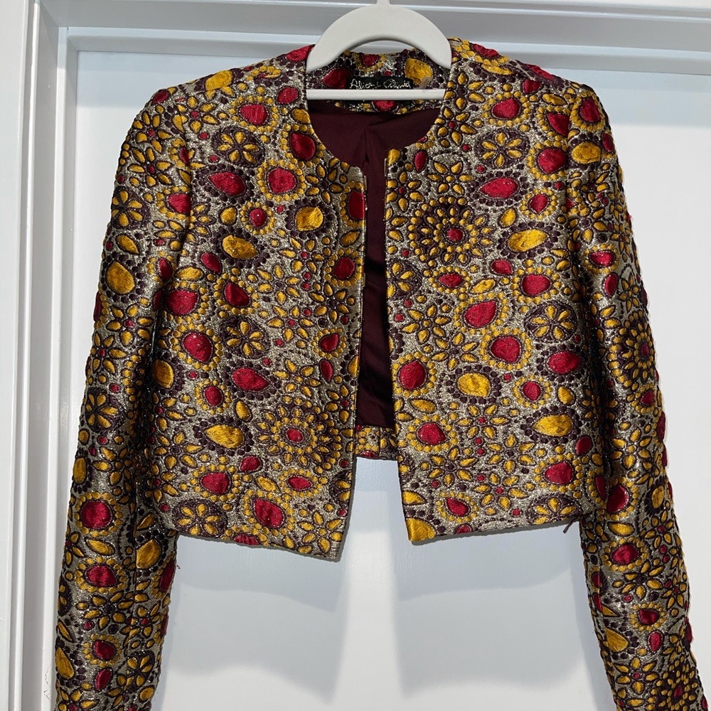 Alice & Olivia holiday floral cropped jacket